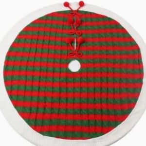 Striped Knit Tree Skirt in Red and Green